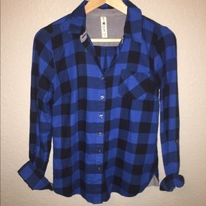 Girl Krazy Blue Buffalo Check Button Down